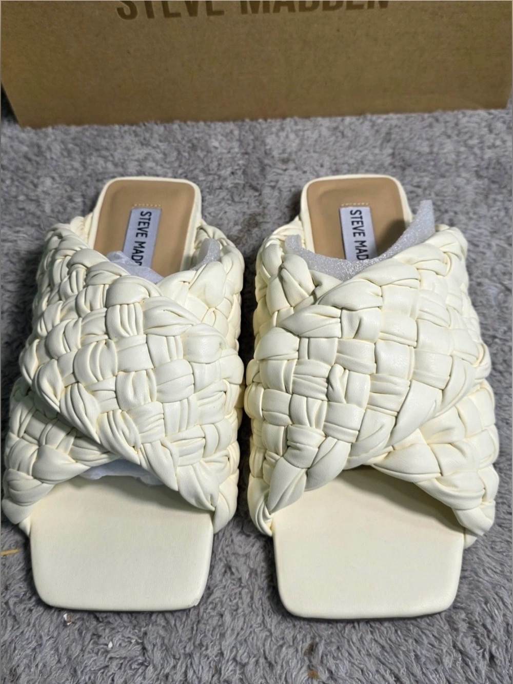 Steve Madden MARINA Woven Cream Slide Sandal Retail $79 - Picture 6 of 7